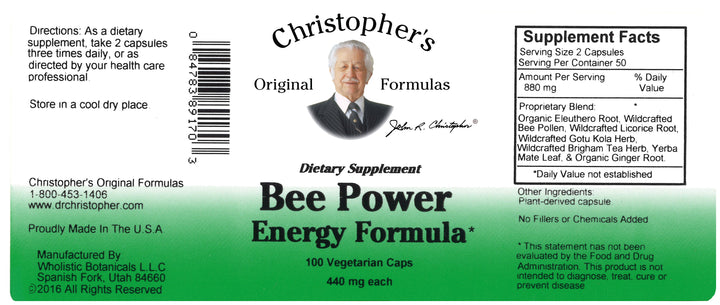 Bee Power Energy Capsule Label