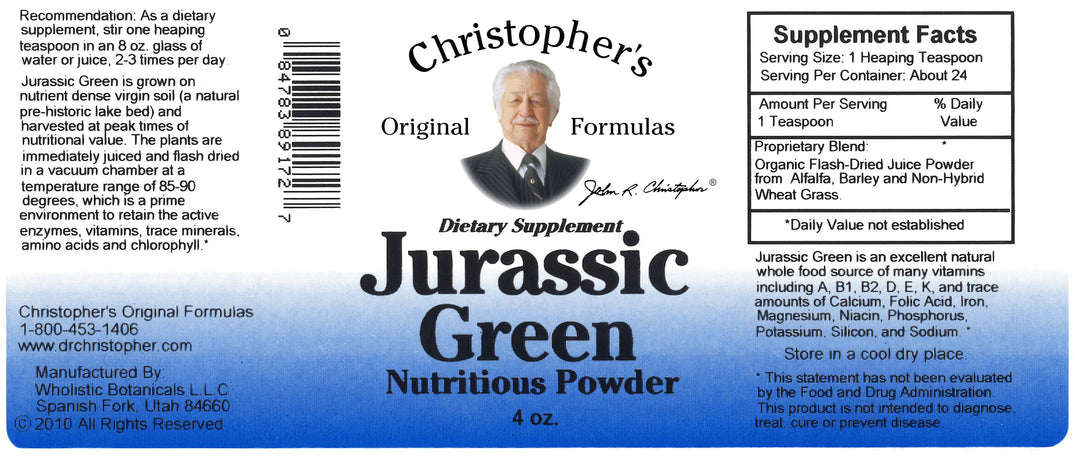 Jurassic Green Powder 4 oz. Label