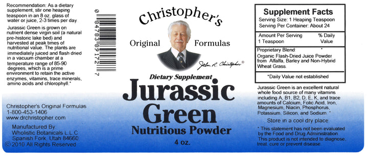 Jurassic Green Powder 4 oz. Label