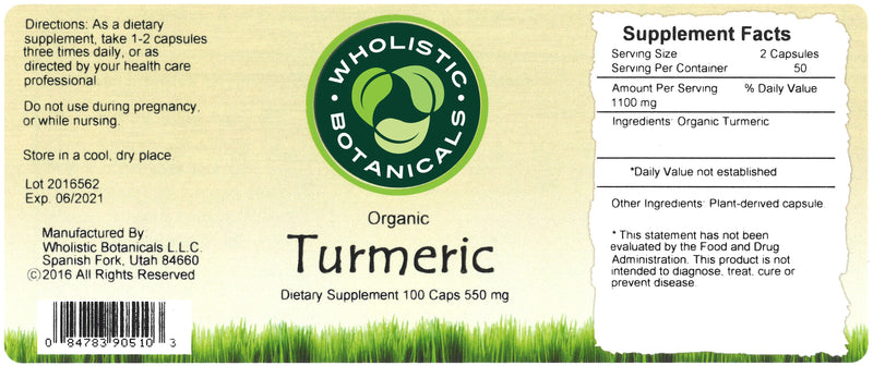 Turmeric Capsule Label