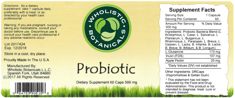 Probiotic Capsule Label